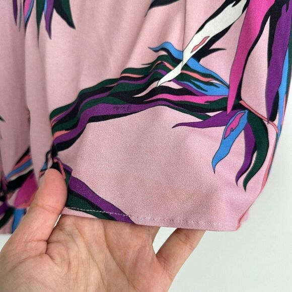 Emilio Pucci Blouse Womens 2 Pink Abstract Printed Long Sleeve Button Down Top - Picture 9 of 15